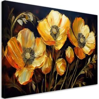 Leinwandbild, Feldmohnblumen Gold
