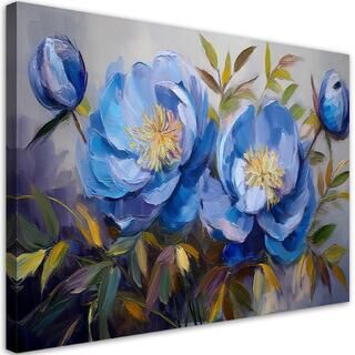 Leinwandbild, Pfingstrosen Pfingstrosen Blumen Blau