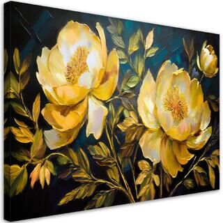 Leinwandbild, Moderne Blumen der gelben Pfingstrosen