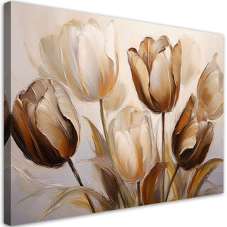 Leinwandbild, Tulpen Blumen Sepia Beige