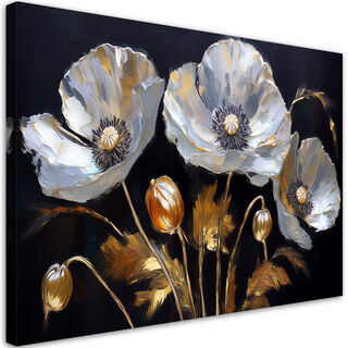 Leinwandbild, Mohnblumen Glamour Silber
