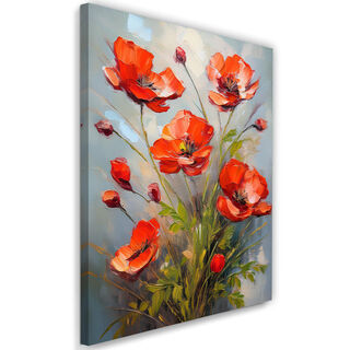Leinwandbild, Rot bemalte Feldmohnblumen