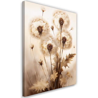 Leinwandbild, Löwenzahnblüten in Sepia Natura