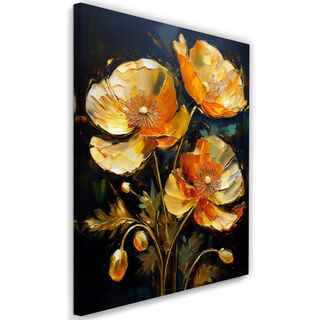 Leinwandbild, Goldene Mohnblumen Natura