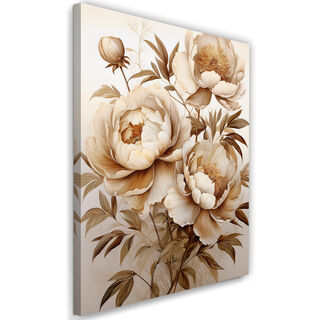 Leinwandbild, Sepia Pfingstrose Blumen Natura