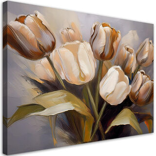 Leinwandbild, Beiger Tulpenstrauß