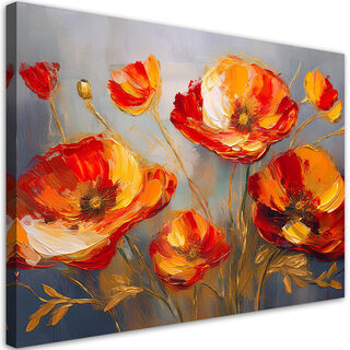 Leinwandbild, Bemalte Mohnblumen abstrakt