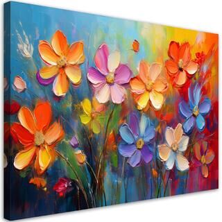 Leinwandbild, Bunte Blumen-Pastell-Komposition