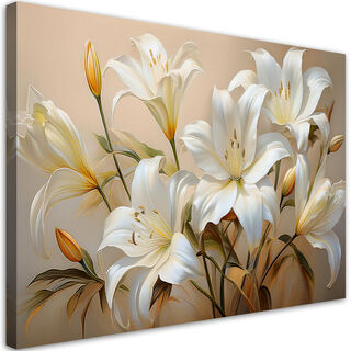 Leinwandbild, Weiße Lilien-Blumenstrauß-Pflanzen