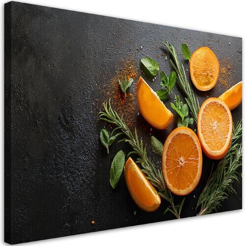 Leinwandbild, Orangen, Früchte, Gewürze, Lebensmittel für die Küche
