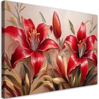Leinwandbild, Rote Lilien-Blumen-Pflanzen