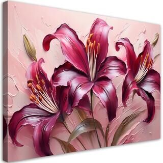Leinwandbild, Pastellrote Lilienblumen