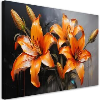 Leinwandbild, Lilienblüten Orange