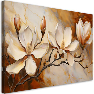 Leinwandbild, Magnolien-Glamour-Zweig marmoriert