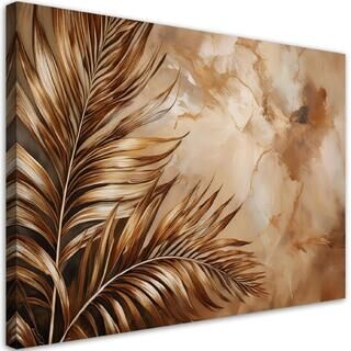 Leinwandbild, Glamour Palmblätter Marmor Sepia