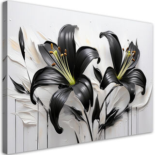 Leinwandbild, Abstrakte Blumen schwarze Lilien