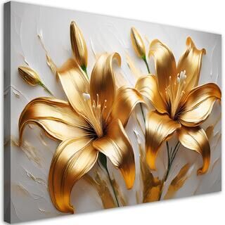 Leinwandbild, Glamour Gold Lilien Blumen Pflanzen