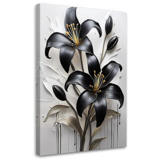 Leinwandbild, Lilienblume schwarz bemalt