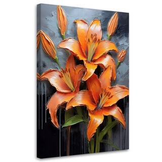 Leinwandbild, Lilie Orange bemalte Blume
