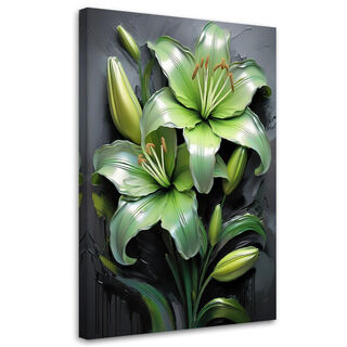 Leinwandbild, Liliengrüne Blume bemalt