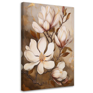 Leinwandbild, Magnolie weiß bemalte Blume