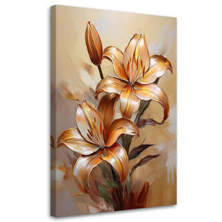 Leinwandbild, Lilienblume Orange Botanicals Gemalt