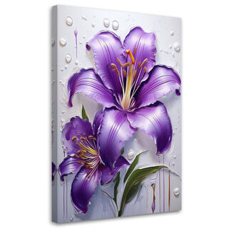 Leinwandbild, Lilienblume lila bemalt
