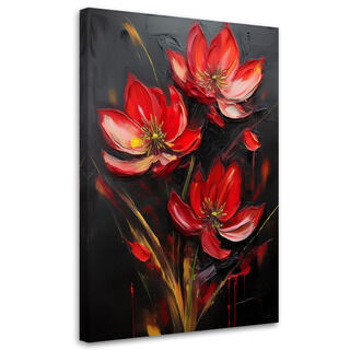 Leinwandbild, Rote Mohnblumen bemalt