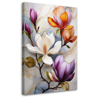Leinwandbild, Magnolienblüten Marmorfarbe