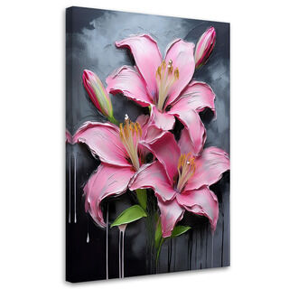 Leinwandbild, Blumen rosa bemalte Lilien