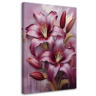 Leinwandbild, Blumen bemalte Lilie