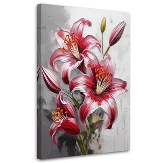 Leinwandbild, Blumen rot bemalte Lilien