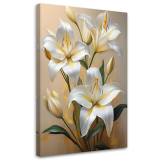 Leinwandbild, Weiße Lilien bemalte Blumen