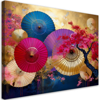 Leinwandbild, Bunte japanische Fans