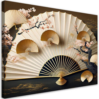 Leinwandbild, Japanische Fächer Beige
