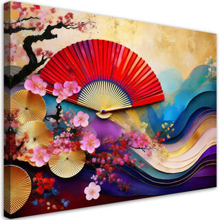 Leinwandbild, Bunte japanische Fans
