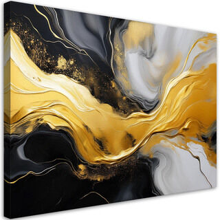 Leinwandbild, Abstrakte Marmorstruktur, schwarzes Gold