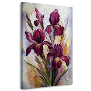Leinwandbild, Iris-Burgunder-Blume bemalt