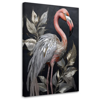 Leinwandbild, Flamingo-Vögel, silberne Tiere