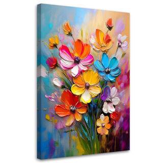Leinwandbild, Abstrakte farbige Blumen