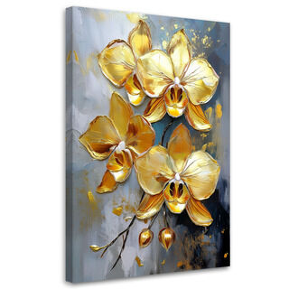 Leinwandbild, Goldorchideen-Glamour-Blumen