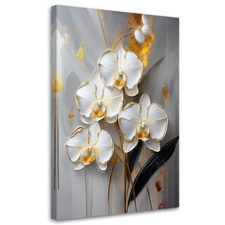 Leinwandbild, Weiße Orchidee blüht Glamour