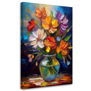 Leinwandbild, Blumenstrauß in einer Vase bunt