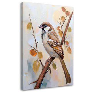 Leinwandbild, Vogel auf einem Zweig Boho