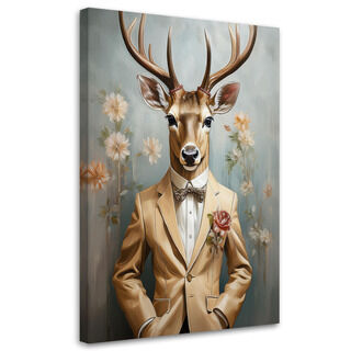 Leinwandbild, Eleganter Hirsch abstrakter Boho