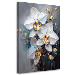 Leinwandbild, Weiße Orchidee blüht Glamour