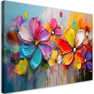 Leinwandbild, Abstrakte pastellfarbene bunte Blumen