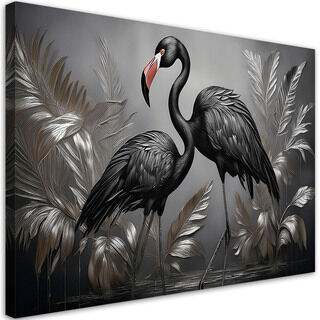Leinwandbild, Flamingo-schwarzer Vogel-Abstrakt