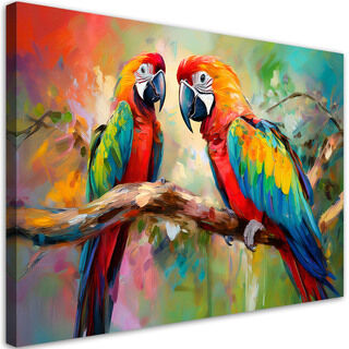 Leinwandbild, Papageien, Vögel, Tiere, bunt