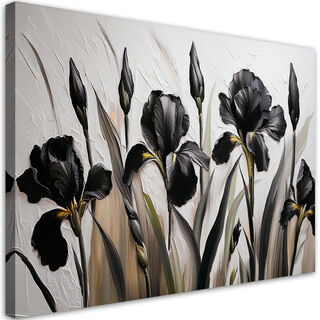 Leinwandbild, Schwarze Iris-Blumen-Abstraktion